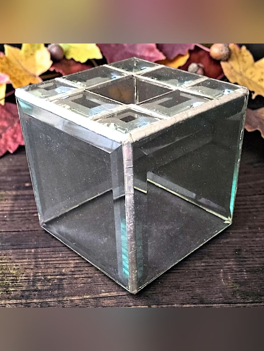 Vtg Beveled Clear Glass Tissue Box Cover Hollywood Regency Glam Vanity Handmade